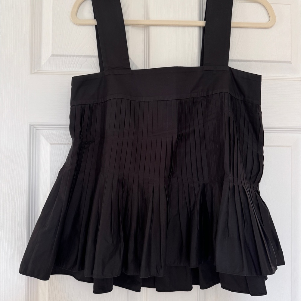 Tibi Black Pleated Boxy Tank Top